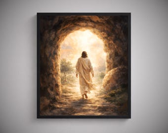 Jesus Christ Resurrected Wall Art, Jesus Christ Leaving The Tomb, He is Risen, Jesus Alive, Digital Print of Jesus Leaving The Tomb