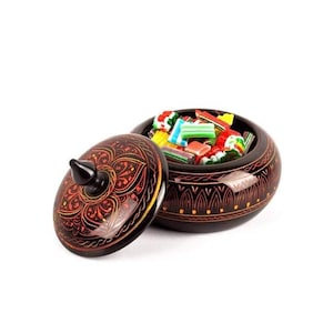 Handgefertigte Mandala Aufbewahrungsdose mit Deckel, dekorative Holzbox, ethnische Boho Schmuckschatulle, Schmuckschatulle, Geschenk für sie, Pakistan