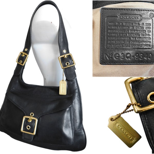 Authentic Coach Legacy hand bag style no. 9340 in black genuine leather bag designer golden brass hardware hippie G3Q-9340 shoulder bag