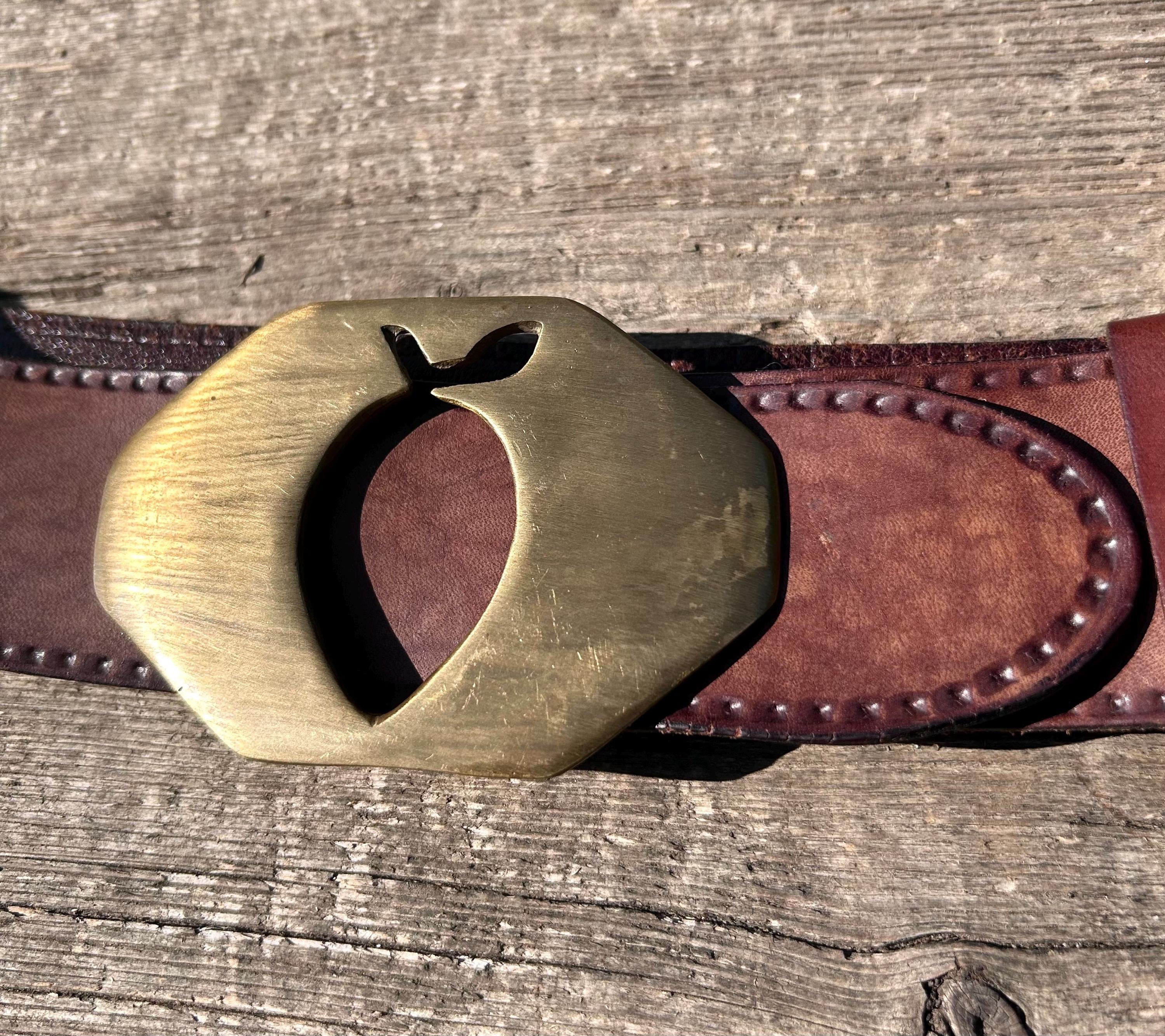Mimi Di 1987 Gold Tiger Belt Black Leather Suede Vintage Adjustable 31\