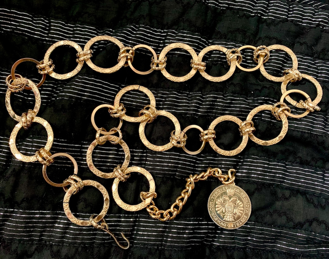 Vintage Original 1960s Golden Metal Large Oring Chain Belt Etsy