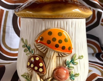 Vintage original 1970er Jahre Merry Mushroom medium canister canister Sears Roebuck 1978 MCM mid century Modern Toadstool decor Haus Japan