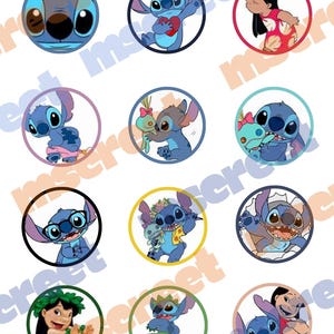 Lilo and Stitch edible toppers, cake toppers, cookie toppers, icing sheets, icing precut images, cupcake toppers, treat toppers.