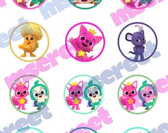 Hogi & pinkfong kid show edible toppers, cake toppers, cookie toppers, icing sheets, icing precut images, cupcake toppers, treat toppers.