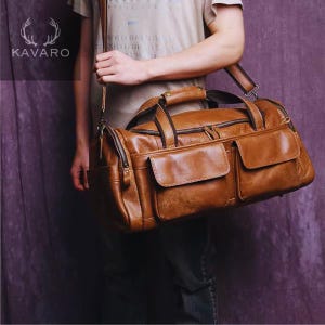 Full Grain Leather Duffle Bag For men, Leather Travel Bag Weekend Bag Overnight Bag Holdall Bag Christmas Gifts Best Gifts For Men