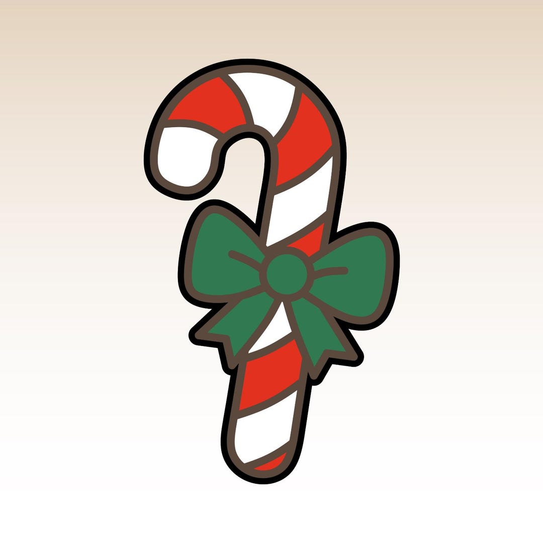 Candy Cane With Bow Cookie Cutter - Etsy