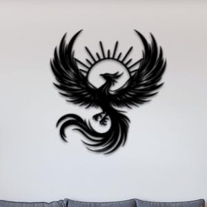 Phoenix Metal Wall Decor | Contemporary Wall Decor | Mythical Bird Art | Man Cave Decor |Minimalist Unique Home Decor |Mythology Lovers Gift