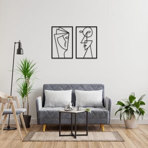 Picasso Faces Metal Wall Art Set of 2 | Abstract Face Wall Decor | Minimalist Wall Hanging | Living Room Art | Unique Home Decor | Home Gift