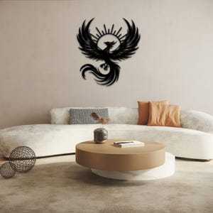Phoenix Metal Wall Decor | Contemporary Wall Decor | Mythical Bird Art | Man Cave Decor |Minimalist Unique Home Decor |Mythology Lovers Gift