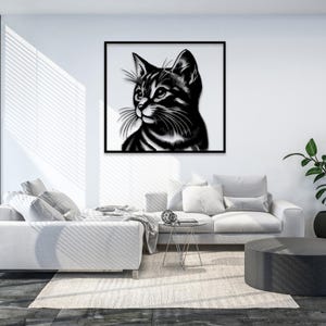 Cat Metal Wall Art | Tabby Cat Wall Decor | Minimalist Wall Art | Metal Wall Hanging | Living Room Decor | Cat Lovers Gift | Pet Lovers Gift