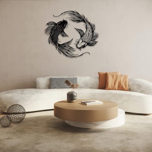 Koi Fish Metal Wall Art | Feng Shui Koi Fish Wall Decor | Feng Shui Home Decor | Japanese Zen Decor | Living Room Wall Art | Nautical Gifts
