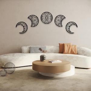 Moon Phases Metal Wall Art Set of 5 | Celestial Moon Wall Decor | Minimalist Line Art | Lunation Wall Hanging |Home Decor |Housewarming Gift