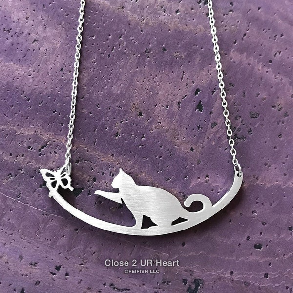 Collier chat et papillon de Close 2 UR Heart