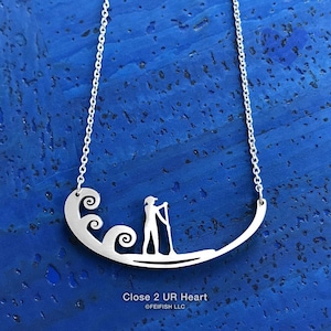 SUP Paddleboarder Stainless Steel Necklace by Close 2 UR Heart