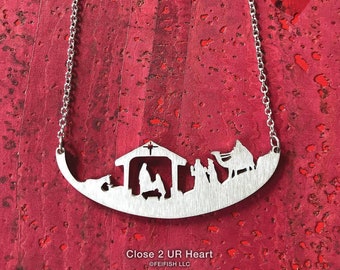 Nativity Three Wise Men Stainless Steel Necklace