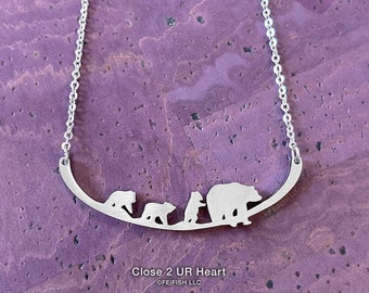 Mother Bear with Three Cubs Necklace by Close 2 UR Heart