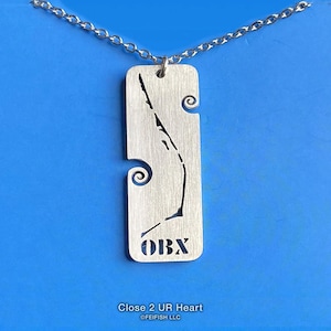 OBX Outer Banks Map Halskette von Schließen 2 UR Herz