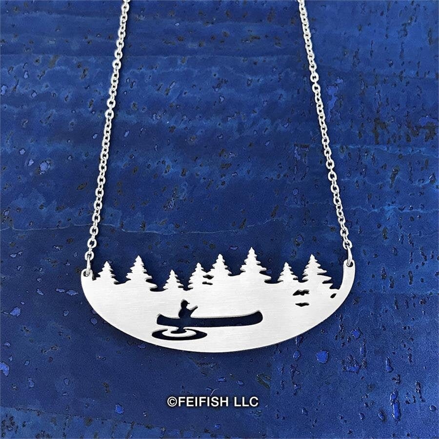 Canoeing Stainless Steel Necklace