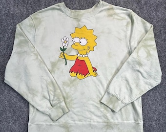 Die Gibsons Lisa Simpson Tie Dye Sweatshirt Women's 2XL Grün Graphisch