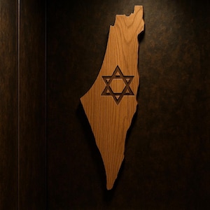 Holzkarte von Israel, Wandkunst - 60 cm massive Eiche - Jüdisches Geschenk, Jejuda, Israel Wohnkultur, handgemacht in Israel, Hebräisches Geschenk, Wandbehang