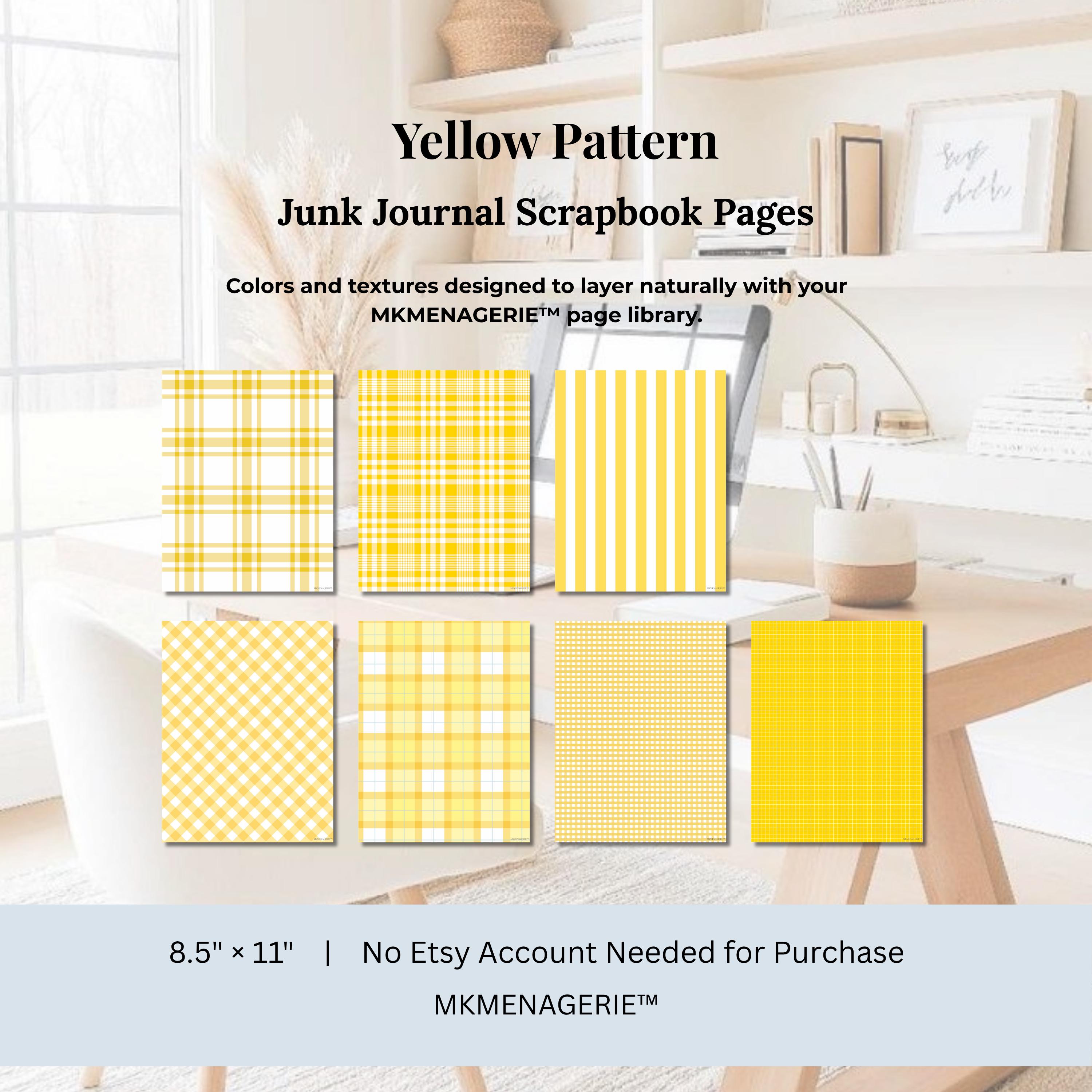 Yellow Pattern Junk Journal Pages | Printable Scrapbook Papers ...