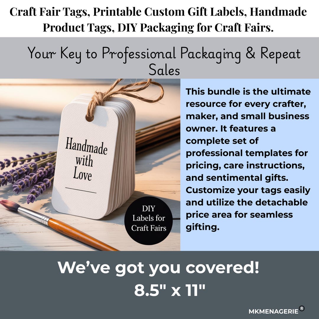 Fair Tags Printable Craft Fair Tags: DIY Product Labels (canva Template) - Etsy ...