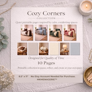 Cozy Corners Collection | Quiet Printable Journal Pages for Mindful Creative Time | Digital Download