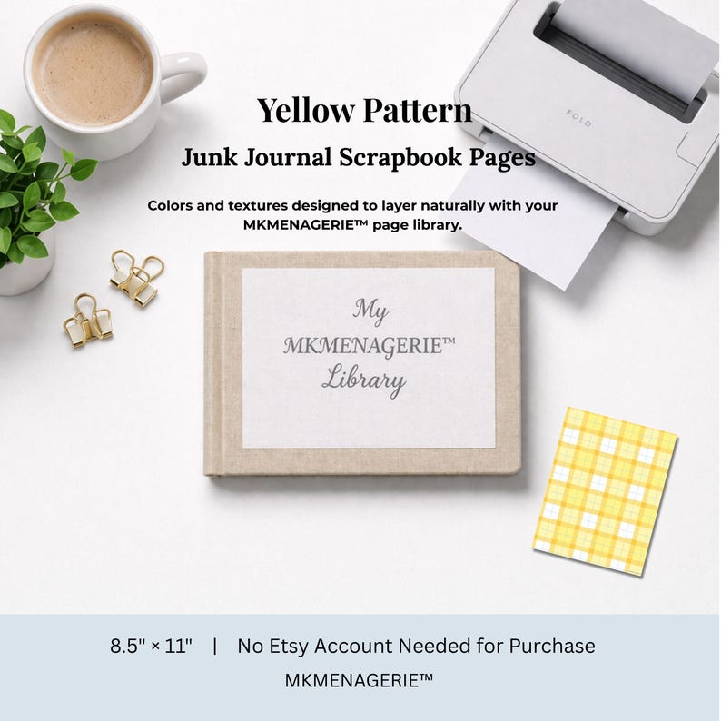 Yellow Pattern Junk Journal Pages | Printable Scrapbook Papers ...