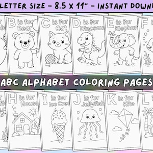 Alphabet Coloring Pages for Kids A-Z | 26 Printable Letter Activity Sheets | Fun Educational PDF | Instant Digital Download
