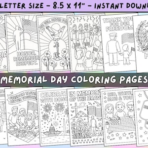 Memorial Day Coloring Pages for Kids | 15 Patriotic Printables | American Flags, Soldiers, Eagles, Parades | Digital Download