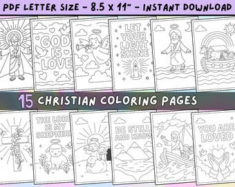 15 Christian Coloring Book pages: Bible Verses - Jesus Printables (PDF Download)
