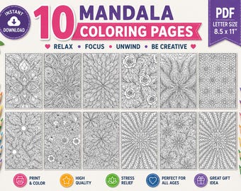 Mandala Coloring Pages for Adults & Kids | 10 Printable Designs
