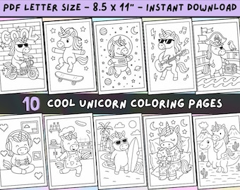 Kids Unicorn Coloring Book – 15 Printable Pages of Magical Fun | Digital PDF Download