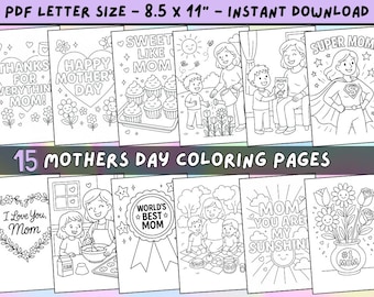 Happy Mother's Day Coloring Pages | Kids Activity, Gift for Mom (PDF)