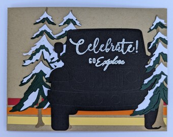 Jeep outline "Celebrate!" Greeting Card