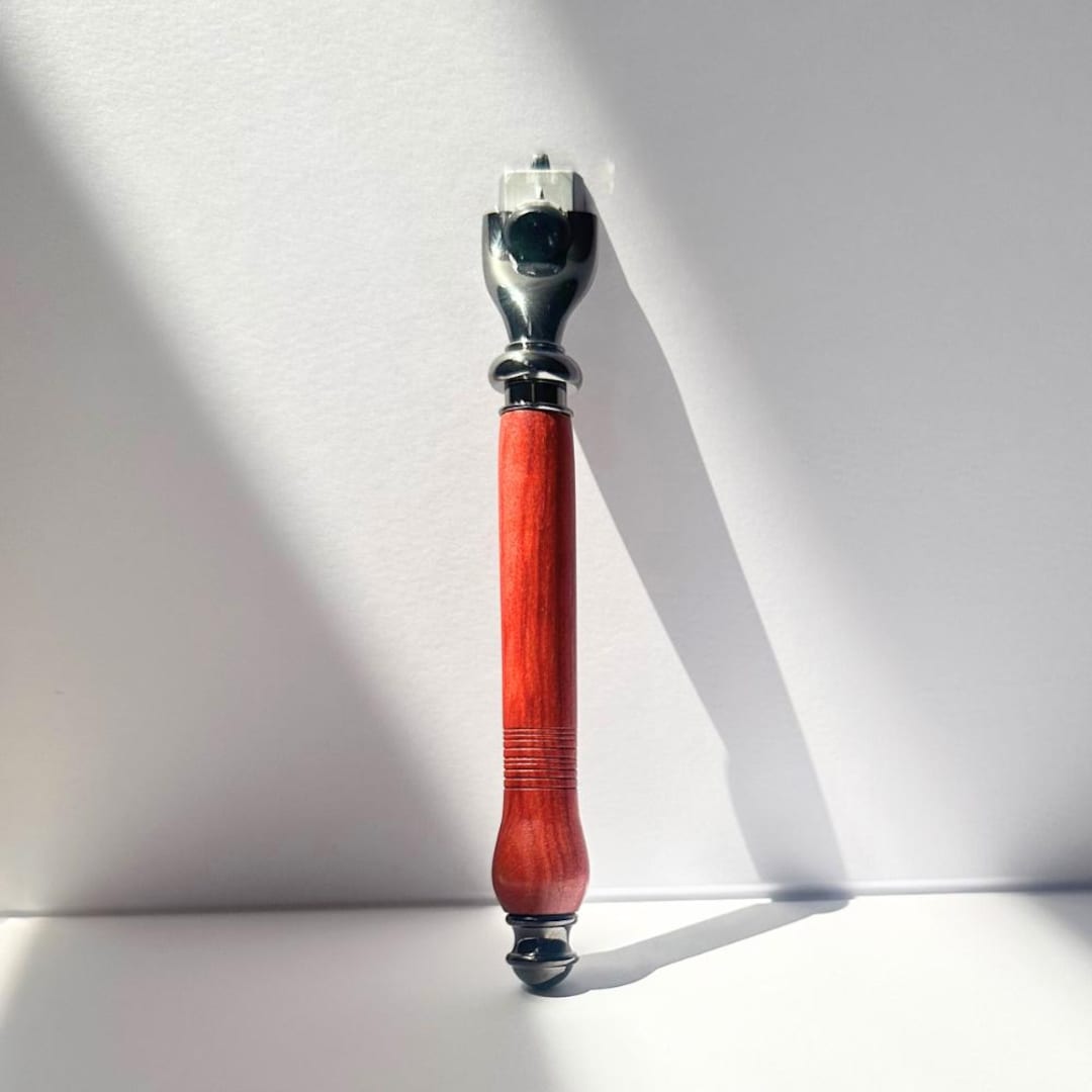 Red Heart Wood Mach3 Razor Handle With Gun Metal Finishes - Etsy