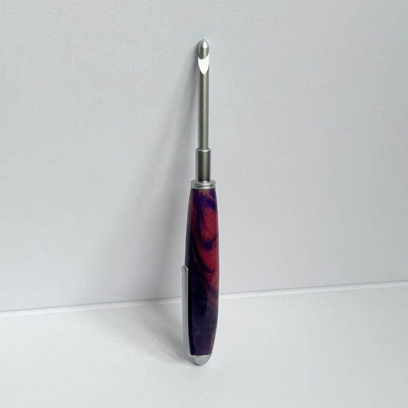 Interchangeable Inline Crochet Hook Kit with Chrome Finishes with Wood/Polyester Handle Orion Nebula
