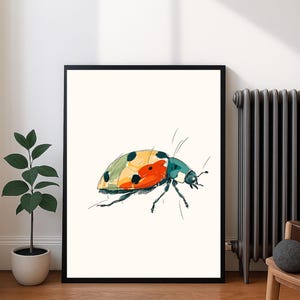 Retro Ladybug Print: Vintage Insect Illustration for Kids Room (Digital Download)