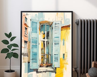 Cottagecore Window View Print, Vintage Wall Art, Digital Download