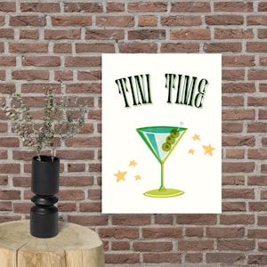 Tini Timeの美的ポスター、おしゃれなバーカートや寮の装飾にぴったりのかわいいマティーニウォールアート