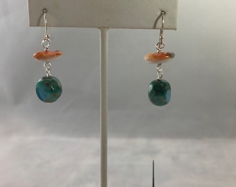 earring - Czech glass and Spondylus oyster shell