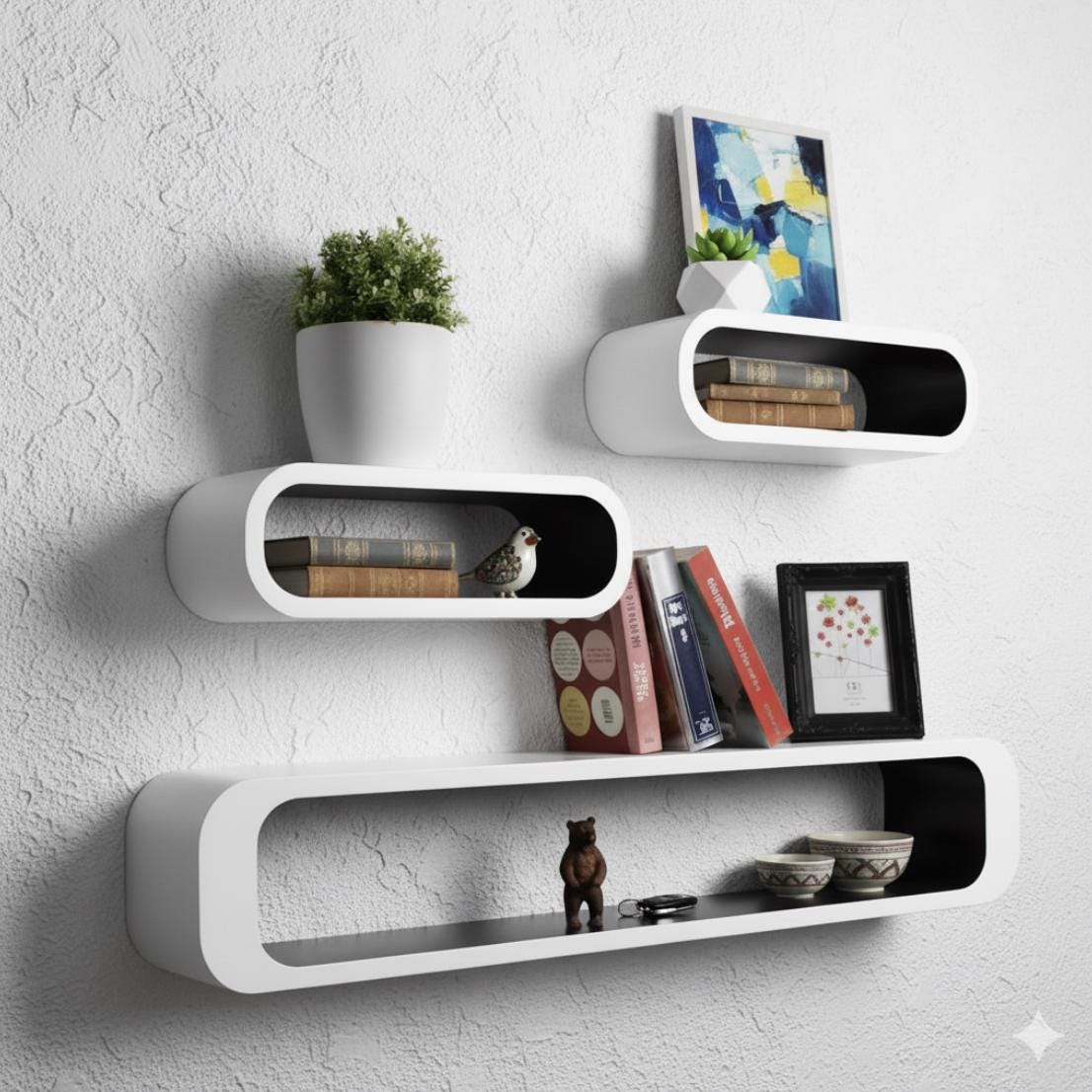 GONCBKVN Scaffale Industriale A Soffitto In Metallo, Mensole Galleggianti Sospese A 2 Strati, Portapiante In Ferro Battuto, Espositore Decorativo Pensile Rustico (Color : Black, Size : 80x30x80cm - Foto 9