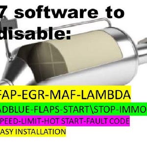 Pack 7 software to disable fap-egr-lambda-maf-adblue-start stop-speed limit-immo off-hot start-fault code