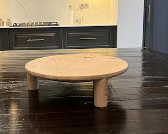 Handmade Turkish Travertine Pedestal | Round Stone Riser Stand