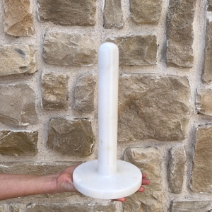 100% Mármore Natural - Porta-toalhas de papel em mármore branco - Acessório de cozinha em pedra natural - Suporte para rolo de papel de cozinha - Suporte para rolo feito à mão