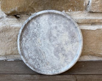 Silver Travertine Tray – Natural Stone Vanity, Jewelry, Candle Display
