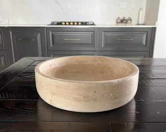 Handcrafted Travertine Bowl,  Rustic Stone Centerpiece, Entryway Catchall,Travertine Fruit Bowl, Rustic Decor
