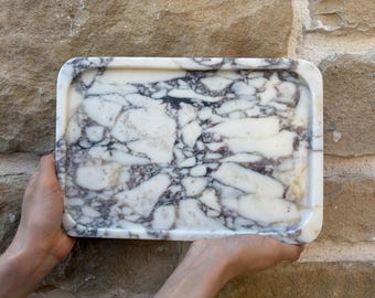Calacatta Viola Marble Tray, Rectangular Natural Stone Vanity Tray