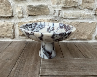 Calacatta Viola Marble Pedestal Bowl | Decorative Bowl | Marble Bowl Centerpiece | Handcrafted Bowl | Natural Stone Bowl  | Fruit Bowl