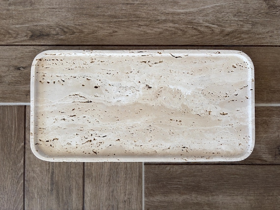 Travertine Stone Tray | Handmade Natural Tray | Bathroom & Living Spaces | Turkish Marble | Centerpiece | Rustic Decor